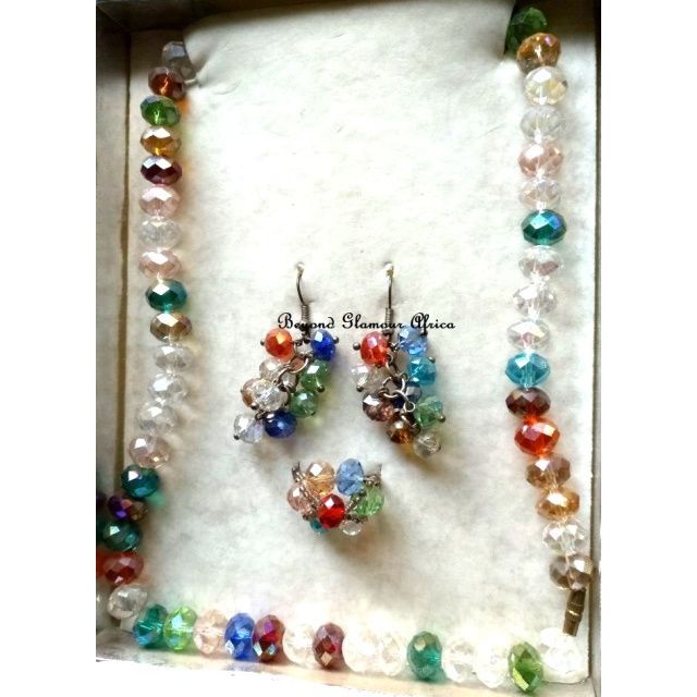 Ladies Crystal multi color jewelry set