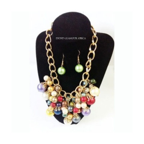 Ladies Multi color Pearl jewerly set
