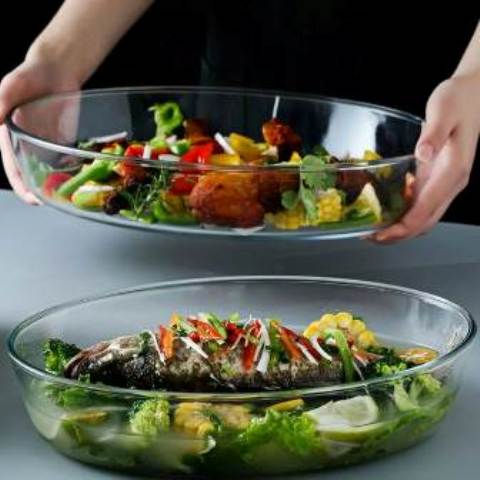 2 Pieces set High Borosilicate Glass casserole baking pan.