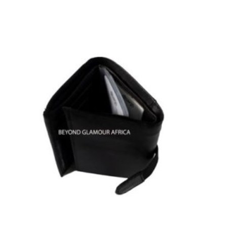 Black Leather Tri Fold Wallet