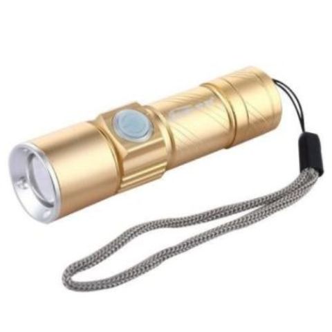 Generic USB Rechargeable Zooming 3 Modes Mini Torch - Platinum
