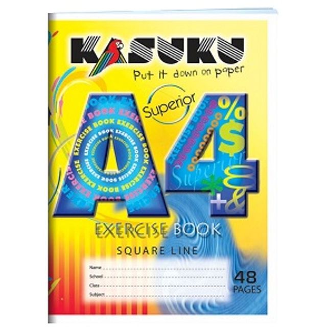 Kasuku Superior Exercise Book A4 Square Line Chip board  48 Pages