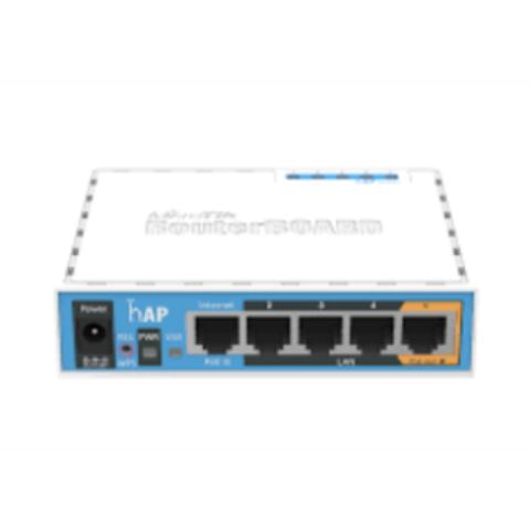 MikroTik hAP | 2.4GHz AP, 5 Ethernet Ports, PoE on port 5, USB for 3G/4G