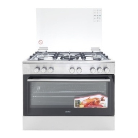 Simfer 9507WEI 5 Gas Professional Cooker, Multifunctional Electric Oven - Half Inox