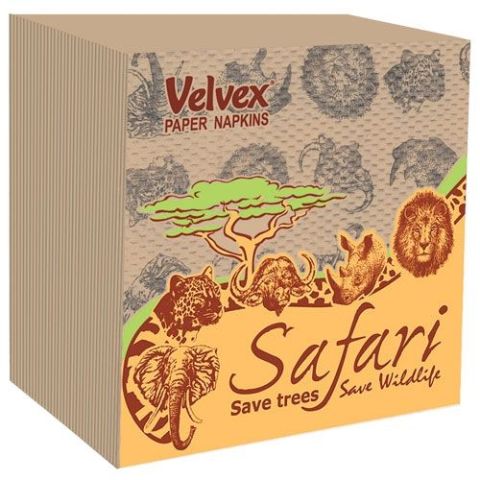 Safari Printed Standard Serviettes/Napkins -100 Sheets Beige