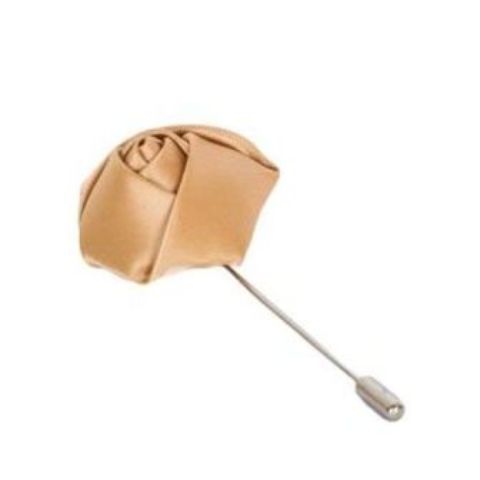 Fashion Tan Gold Satin Lapel Rose Flower