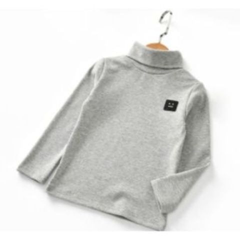 Children's Grey Cotton Turtle Neck Tops