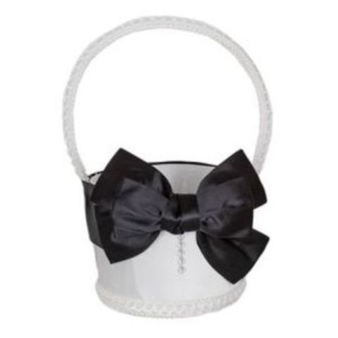 Flower Girl Basket Ribbon Band & Bow Knot Decor
