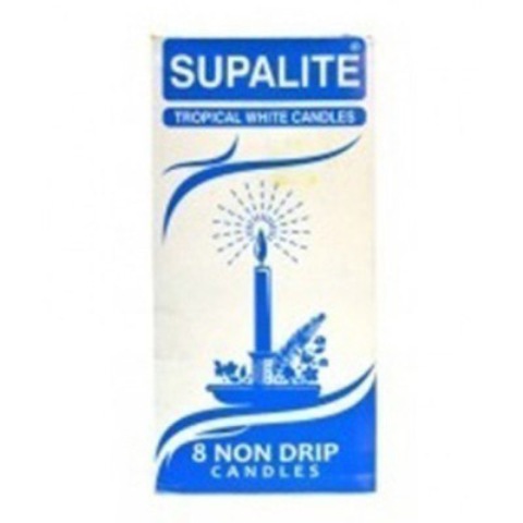 Supalite Tropical White Candles Non-Drip 8 Pieces