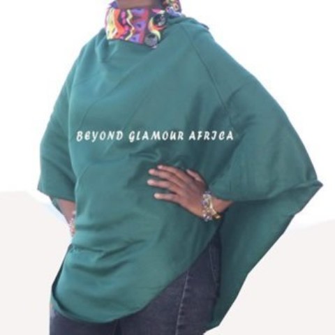 Green Ankara Collar Poncho