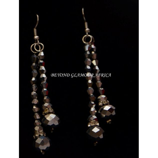Ladies Beaded Drop Crystal Earrings