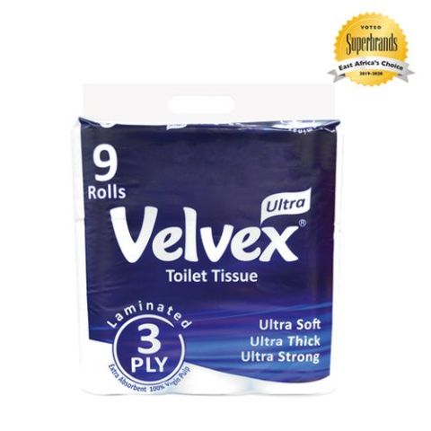 Velvex Toilet Tissue White 3Ply 9s Unwrapped