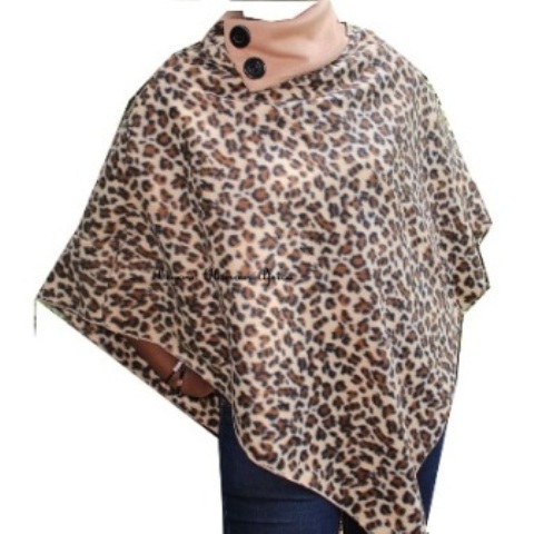 Animal Print Cotton Poncho