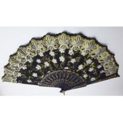 Gold Silk Wedding Lace Style Flower Folding Fan Party Hand Fancy Dance Props Costume Dance Folding Hand Fan Decor