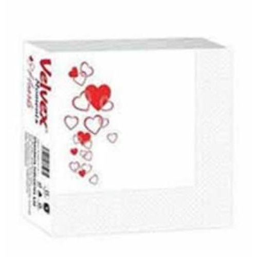 Velvex Moment Hearts White Serviettes