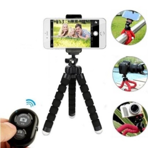 Generic Flexible Sponge Octopus Mini Tripod With Bluetooth Remote Shutter For iPhone mini Camera Tripod Phone Holder clip stand