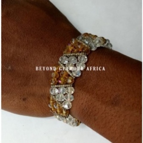 Ladies Yellow Crystal Triple starnd bracelet