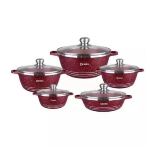 Dessini Granite Coated 10 Pcs Non-Stick Cooking Pots