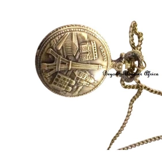 Unisex Brass Eiffel Pocket Watch
