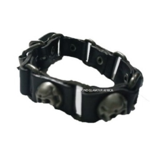 Leather Bracelet with Skulls
