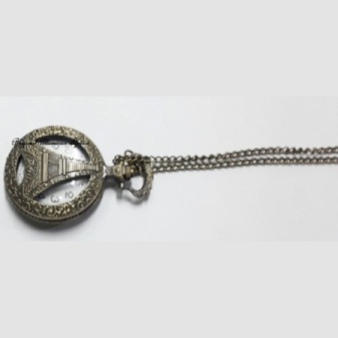 Vintage Eiffel Tower brass pocket watch