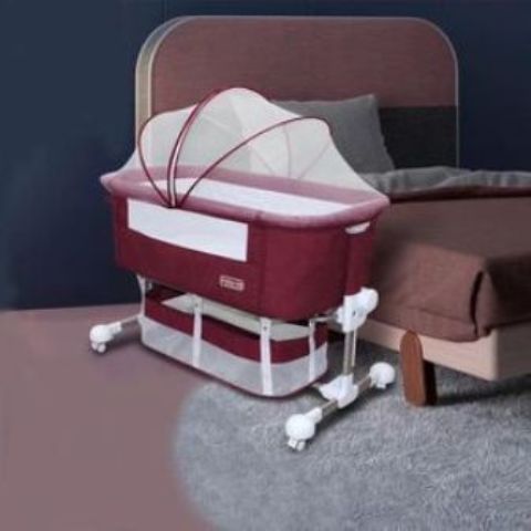 Foldable Cotton Baby/ New Brorn Cradle Crib Cot - Maroon