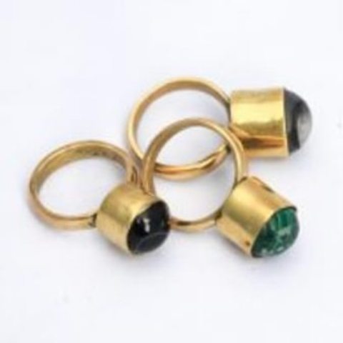 Glass beads and brass ring