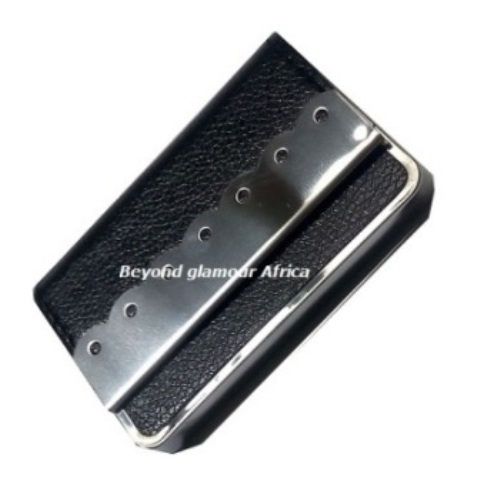 Black Leather cardholder with metallic detail