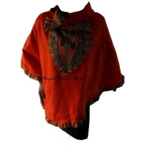 Orange Ankara Poncho Soft Cotton Poncho