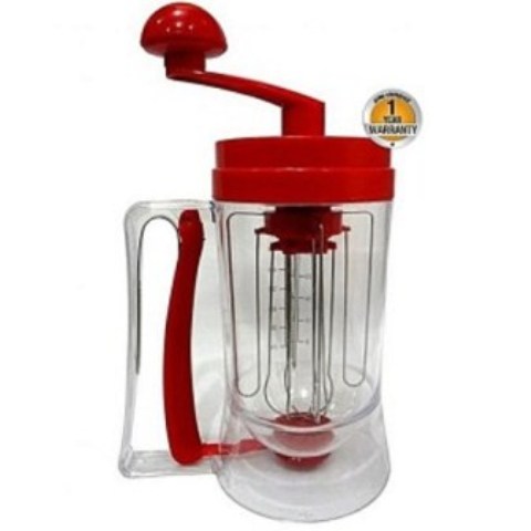 Pancake Batter Mixer & Dispenser- Red & Clear