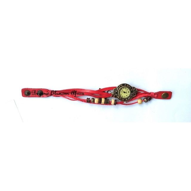 Ladies Red Leather Bracelet watch