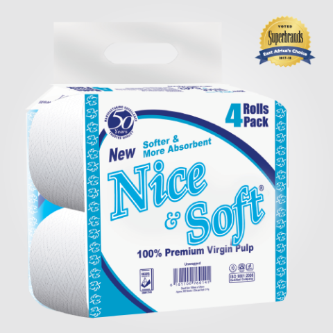 Nice & Soft 2 Ply Premium Unwrapped White Toilet Tissue 4 pack
