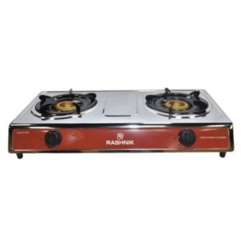 Rashnik Stainless Steel Table Top Double Burner Gas Stove