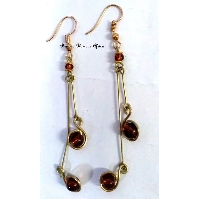 Ladies Beaded Brass dangle earrings