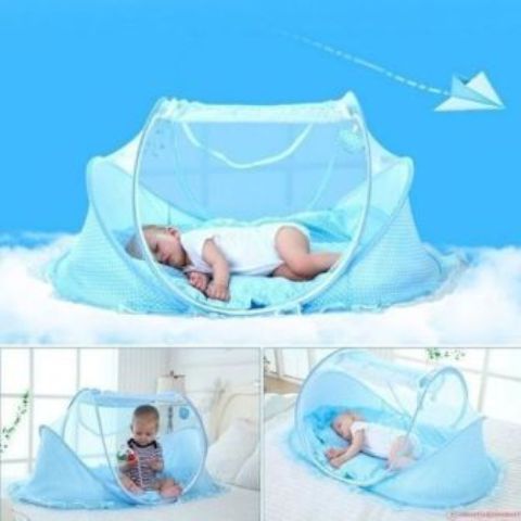 Generic Portable & Foldable Anti-Mosquito Crib - Blue