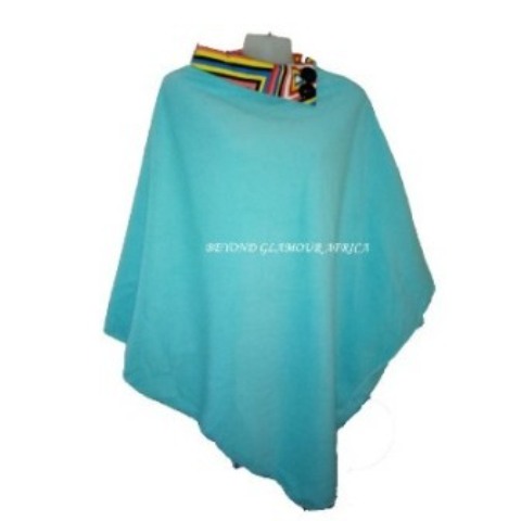 Teal Ankara Collar Poncho