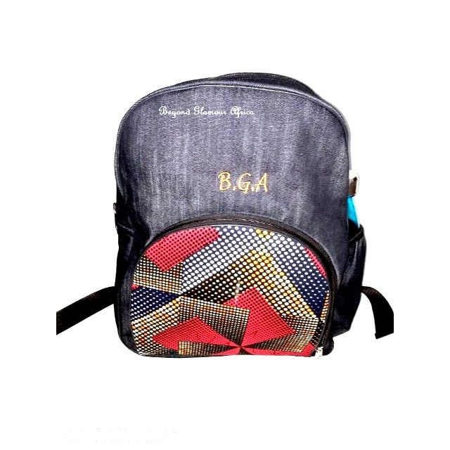 Denim Red Ankara Laptop Bag
