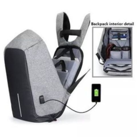 Fashion Anti-Theft Men Canvas Laptop Backpack USB Port Travel Bag School Bag