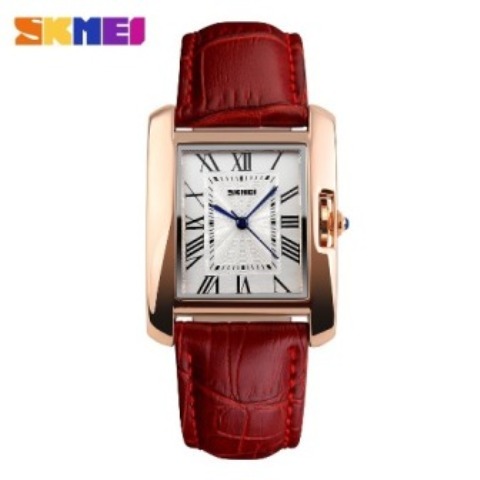 Skmei Ladies Luxury Retro Dress Watch Leather Strap 1085 – Red