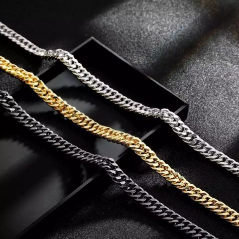 Fashion Men's Stainless Steel Hip Hop Chain- Black