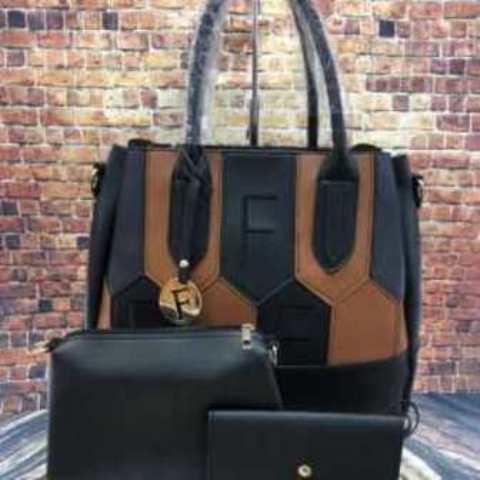 Classy leather 3in1 handbag (purse, cross body strap bag, tote) Black and Brown