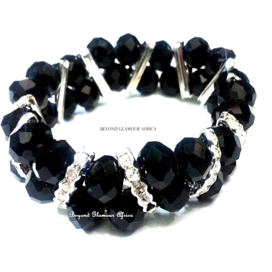 Womens Black  Crystal Bracelet