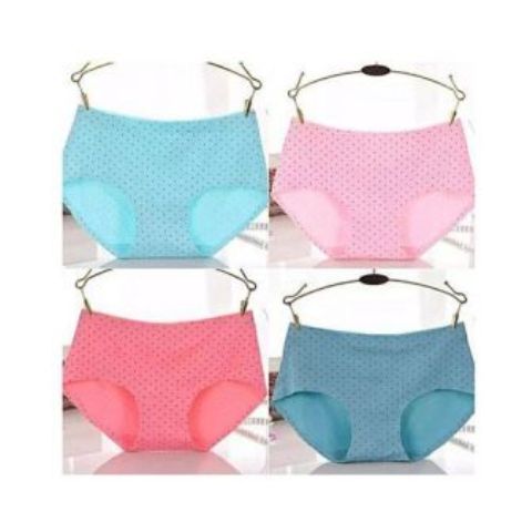Fashion 4 PCS Polka Dot Seamless Cotton Panties - Assorted