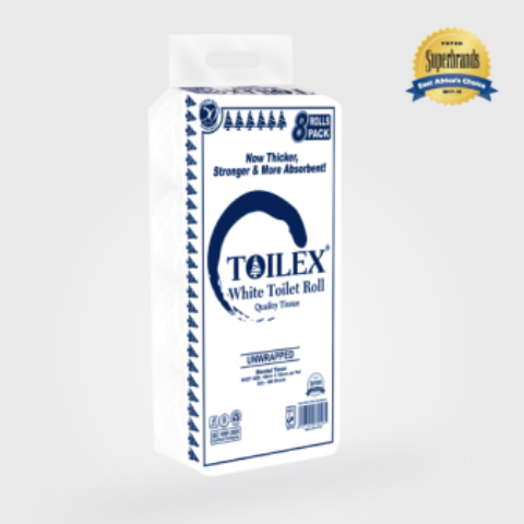 Toilex Toilet Tissue White Unwrapped  10pack