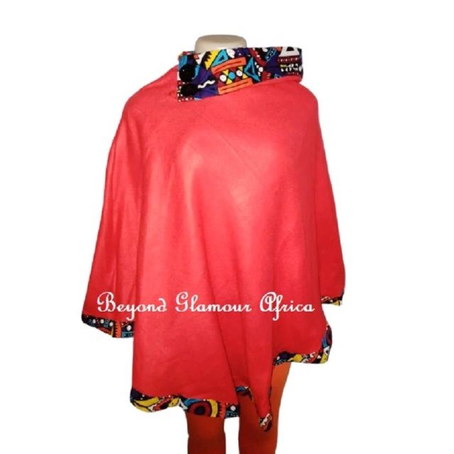 Womens Peach Ankara Poncho