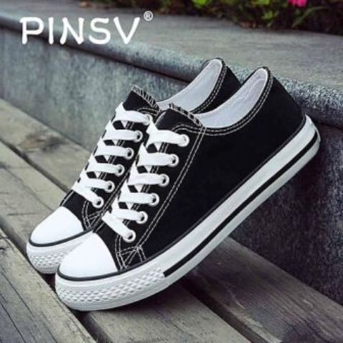 Fashion Classic Canvas Skate Shoes Unisex Fashion Sneaker (Black)