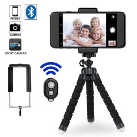 Generic Flexible Sponge Octopus Mini Tripod With Bluetooth Remote Shutter For iPhone mini Camera Tripod Phone Holder clip stand
