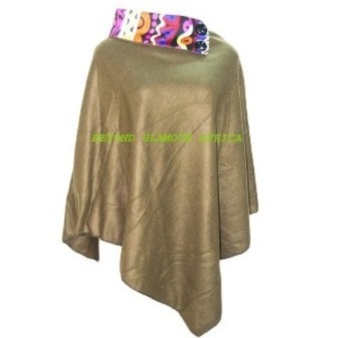 Brown ankara Collar Poncho