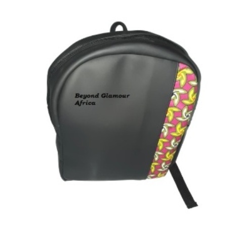 Black Ankara Leather Laptop Backpack