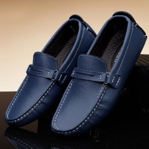 Genuine Leather Rubber Sole Slip-on Men Loafer Shoes